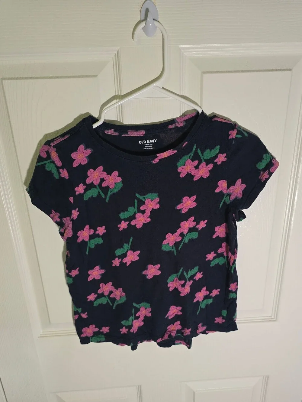 Old Navy Girls Blue Floral Print Softest Tee Short Sleeve XL